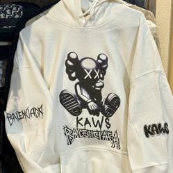 New Mens L/XL High Quality 16 Ounce Hoodie With  KawsxBB Collaboration On Front And Arm Tags 
