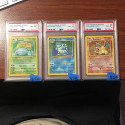 1999 Pokemon Spanish Venasaur, Blastoise, Charizard (low Pop) PSA 8