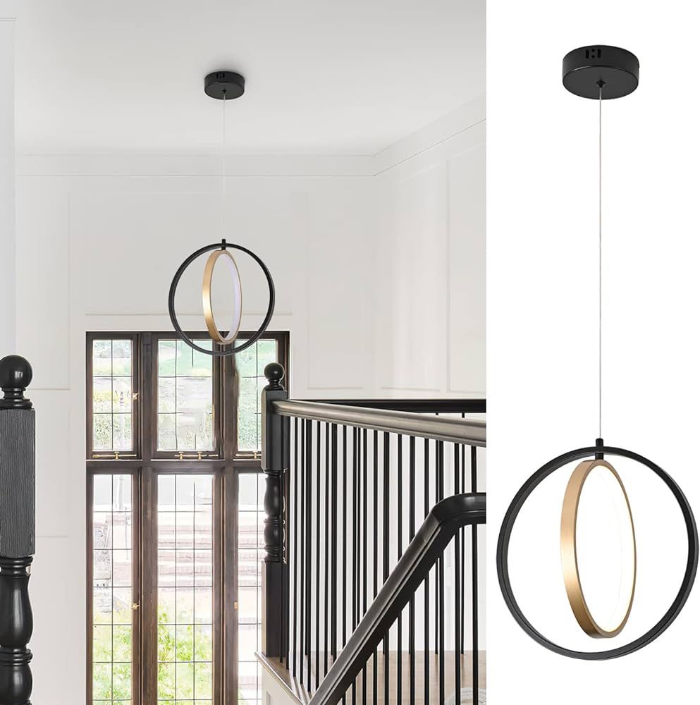 Black and Gold Ring Pendant Light