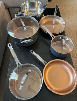 Gotham Steel Cookware Set – 2 Pans, 3 Pots & Steamer