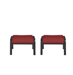 Hampton Bay Laurel Oaks Black Steel Outdoor Patio Ottoman