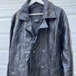genuine leather trench coat 