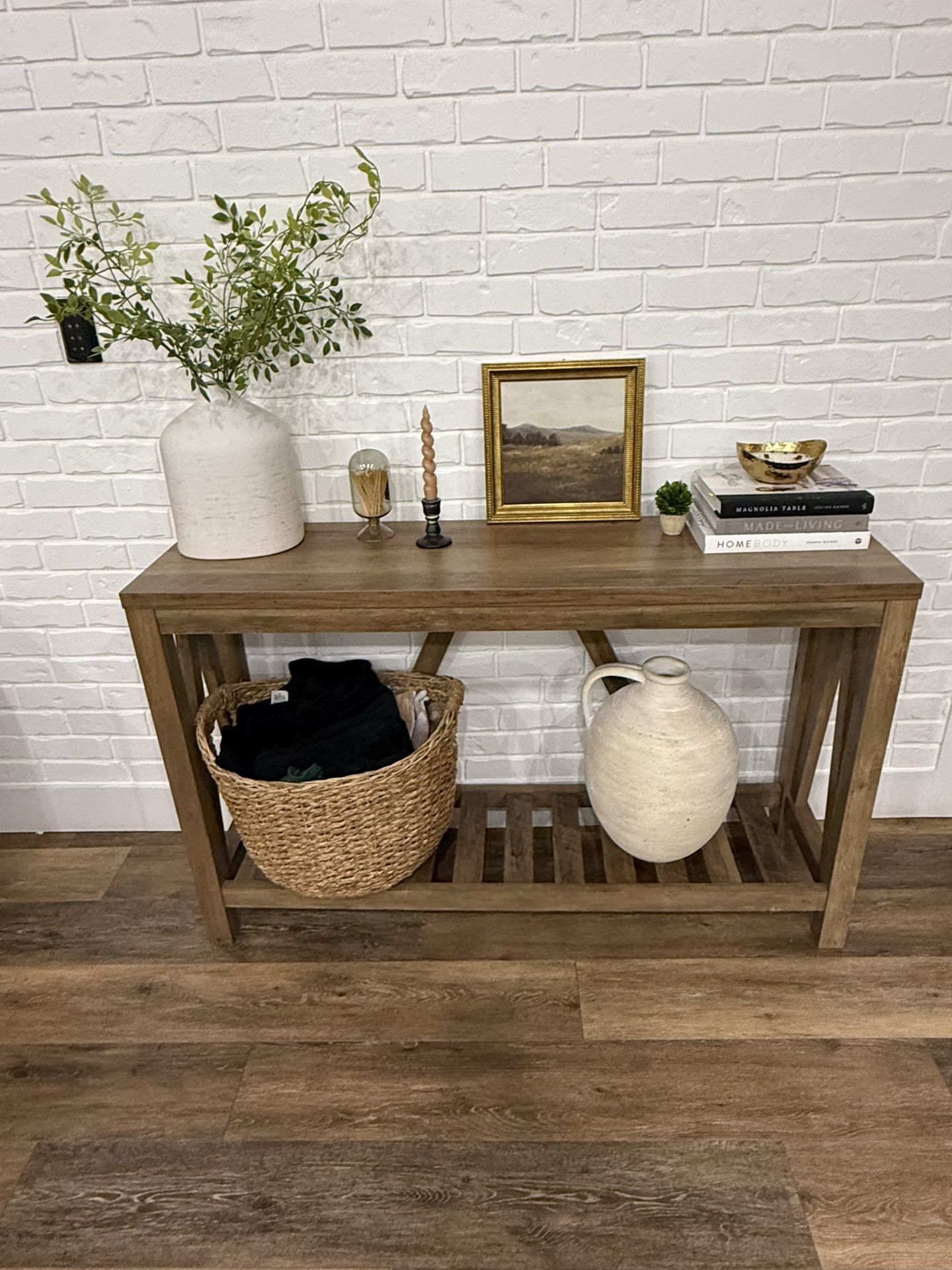 Rustic Oak Wood Console Table