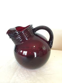 Vintage Anchor Hocking Royal Ruby Ball Pitcher With Ice Lip