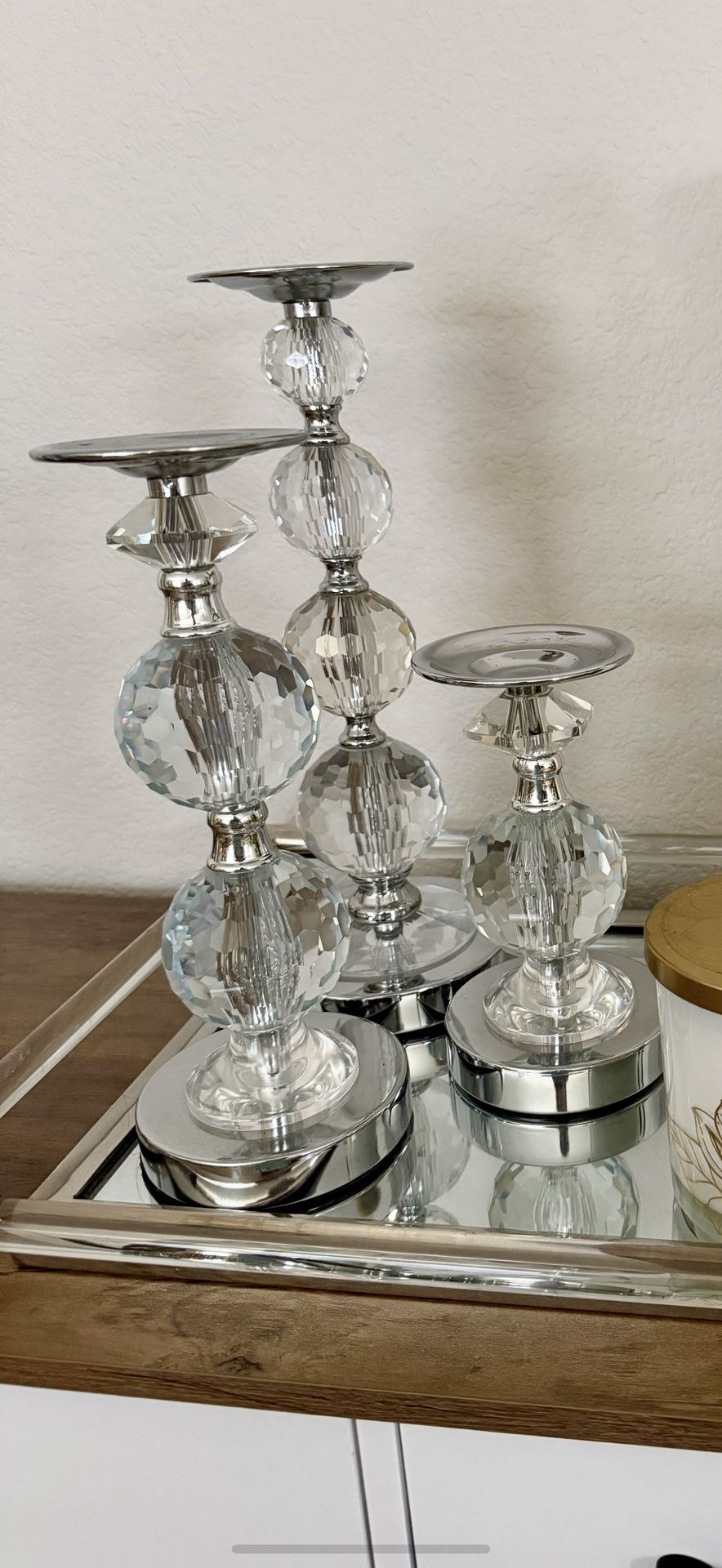 Metal and Glas Candle Holder Set Of 3