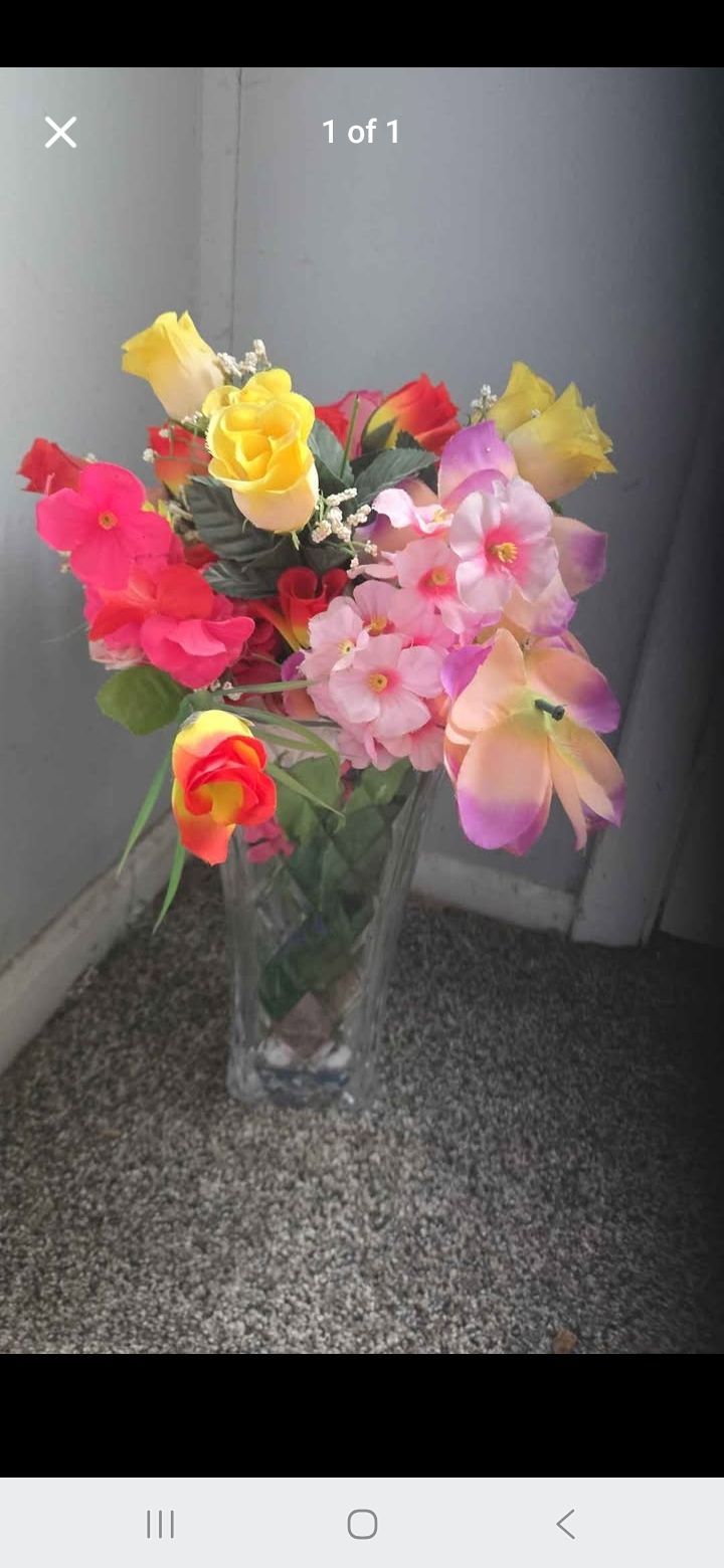 Colorful Artificial Flowers with Vase