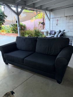 Grey Fabric Two-Cushion Sofa