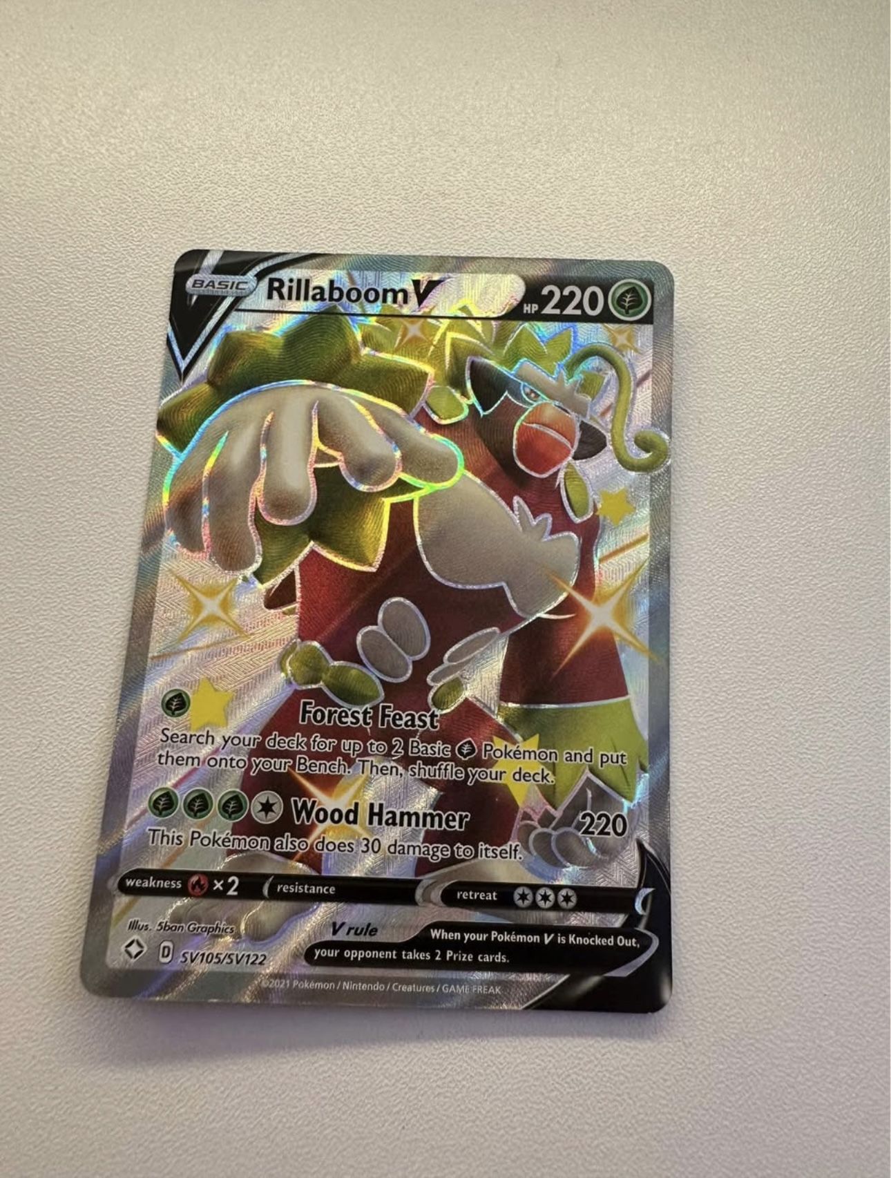 2021 Rillaboom V Pokemon card