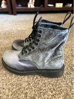 Dr. Martens Women’s Gray Velvet Combat Boots