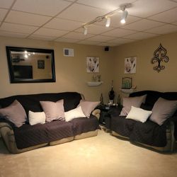 Leather Reclining Sectional Sofa/Chair, Taupe Tan