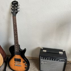 Guitar,  Electric Guitar And Fender Amp.