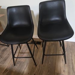 Black Bar Stools. Pair 