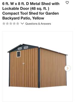 6 ft. W x 8 ft. D Metal Shed with Lockable Door (48 sq. ft. ) Compact Tool Shed for Garden Backyard Patio, Yellow