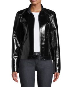 Neiman Marcus Patent leather jacket size small black