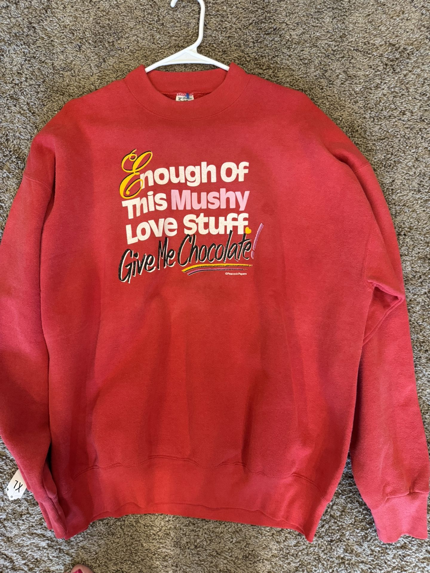 Give me chocolate, red sweatshirt, adult XL 100% cotton