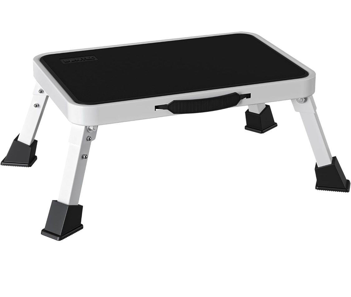 Folding One Step Stool, Heavy Duty Sturdy Metal