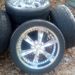 6 Tires 4 Universal Wheels 305/40R/22