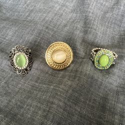 Paparazzi Lot Of 3 Rings Silver Color Stretch Back