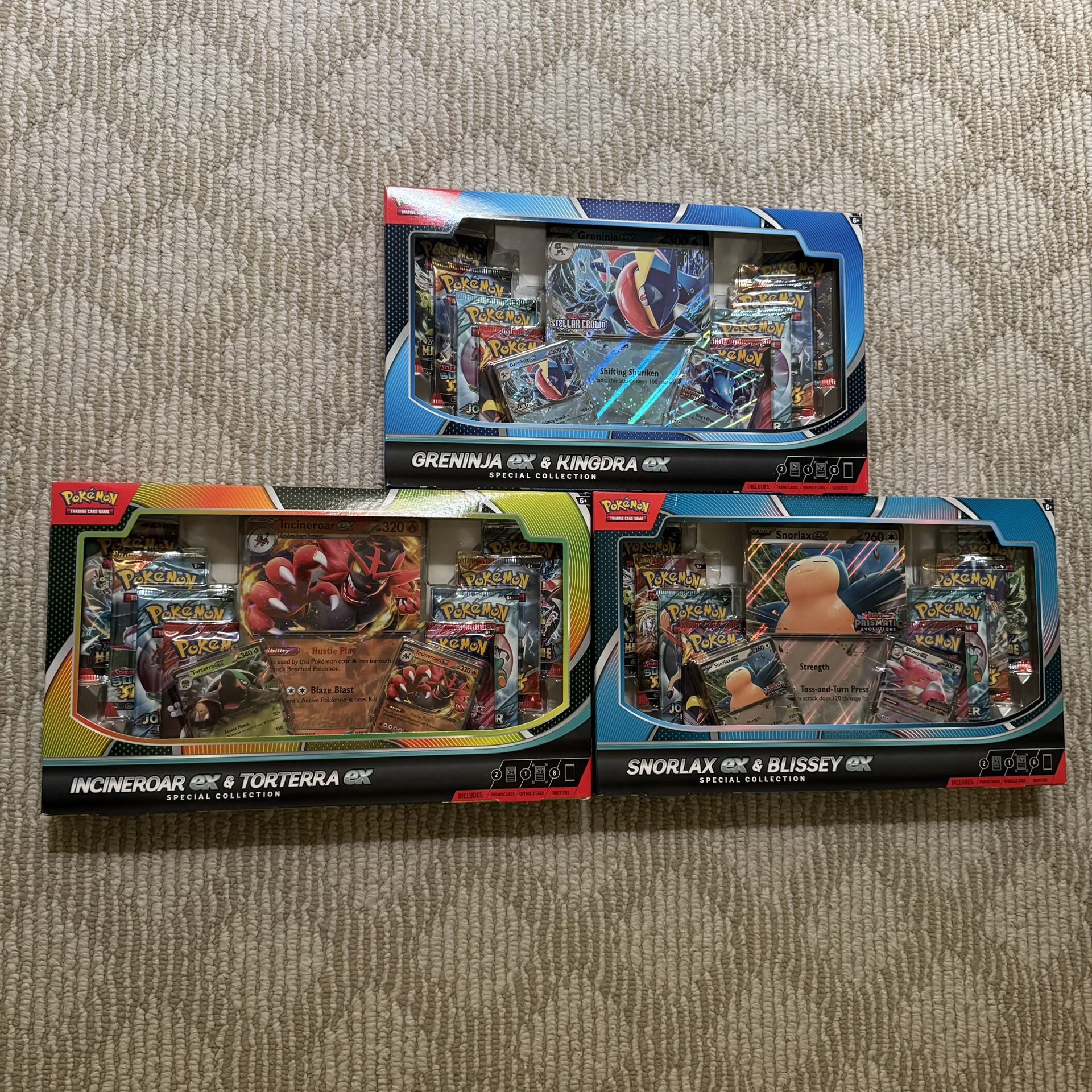 Pokemon EX Special Collections - Snorlax, Greninja, and Incineroar