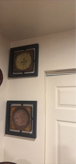 Set of 2 Framed Metal Wall Art Panels