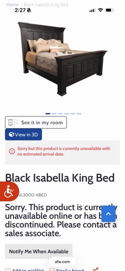 Isabella king size bedroom set 6 pc set