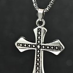 STAINLESS STEEL WITH CROSS & CHAIN