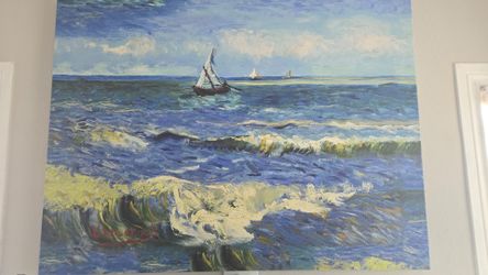 Wieco Art Extra Large Seascape at Saintes Maries by Vincent Van Gogh Oil Paintings Reproduction Giclee Canvas Prints Ocean Sea Pictures on Canvas Wall
