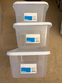 3PCS Target Room Essentials 16 Qt Plastic Storage Tubs with Lids (15.1L)