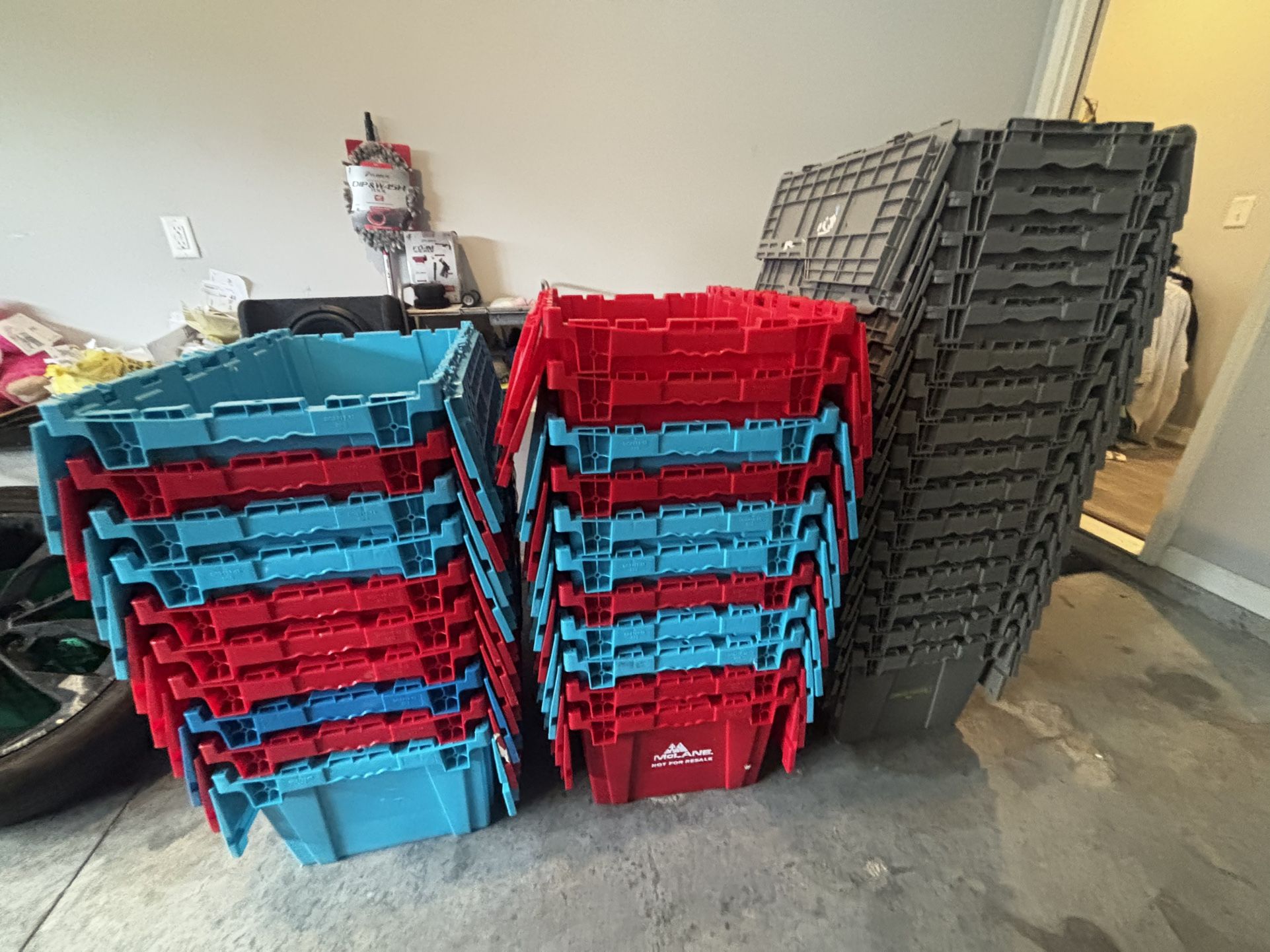 Storage Totes Moving Bins with Attached Lid