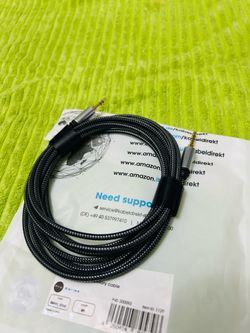 Cable auxiliar – Cable de audio de 0.138 in – 8 pies – Diseñado en Alemania con enchufe de metal a prueba de roturas (auriculares y cable auxiliar par