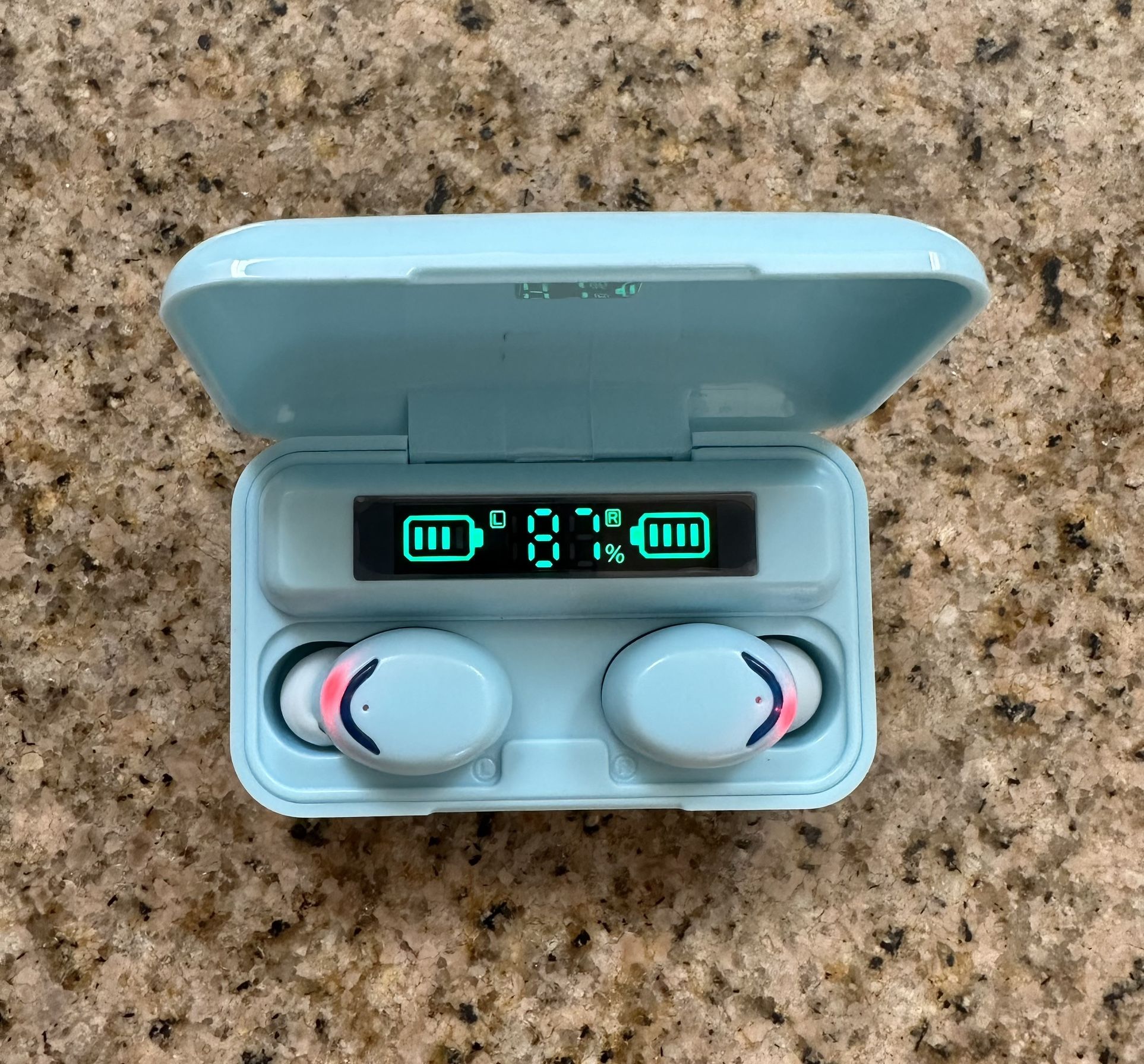 Blue Bluetooth 5.0 Earbuds TWS Wireless Headphones Headset Stereo Samsung Android iPhone Earphone Gift.