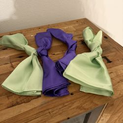 Set Of Purple & Green Silk Napkins Great For Baby Shower/Party 