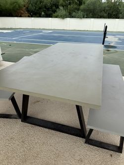 Outdoor Concrete Table And Benches 