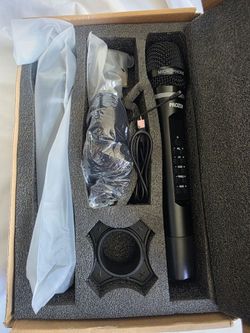 PROZOR UHF Wireless Microphone with Volume Treble Bass Echo Control, Wireless Rechargeable Mic Dual Handheld Dynamic Mic System with Rechargeable Rece