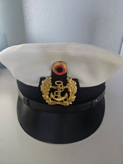Vintage 1989 West German Navy Officer Visor Cap Hat (Size 56)