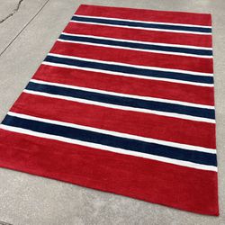 Red, White and Blue Stripe Area Rug (5’x7’)