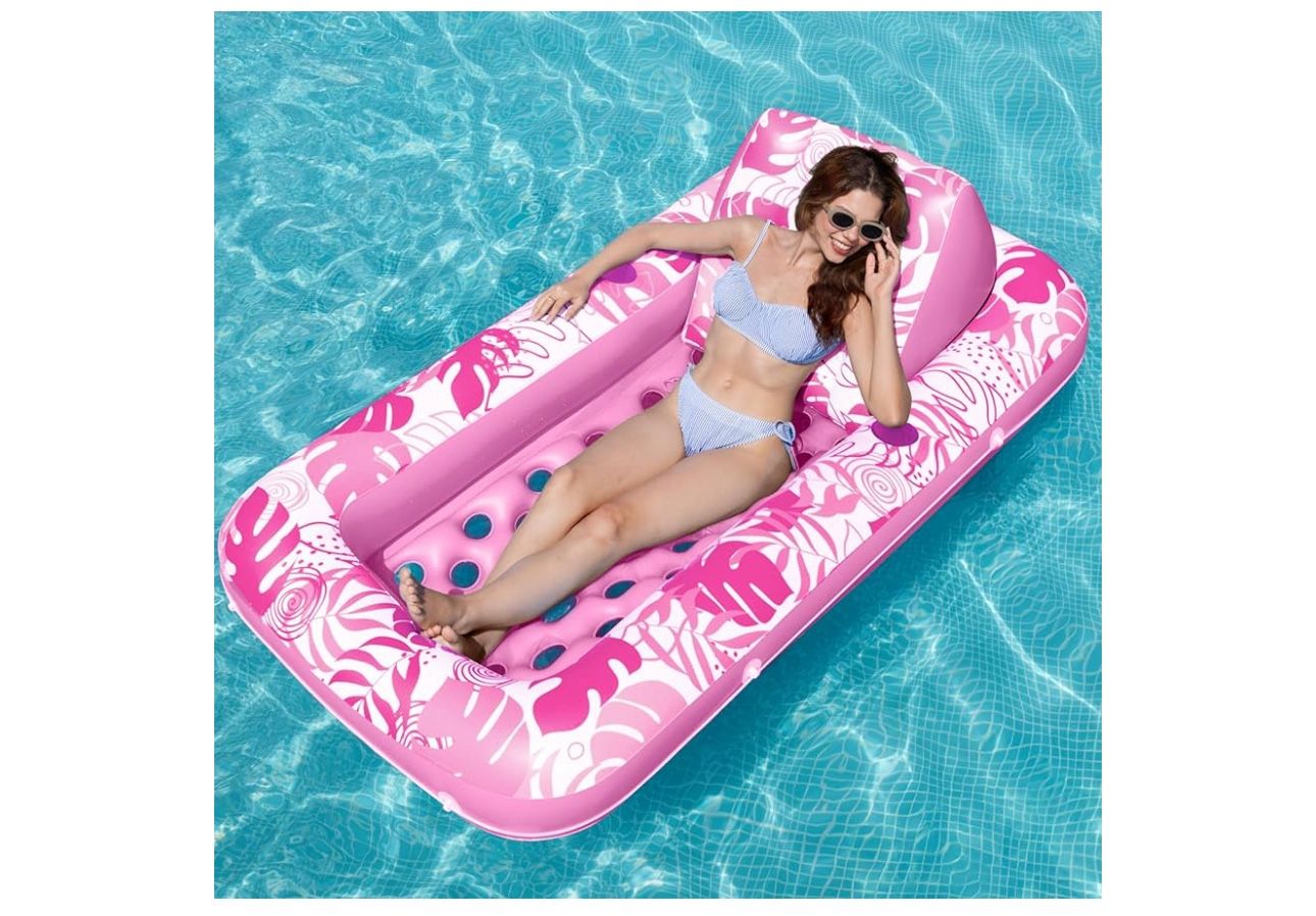 New in box Sloosh pink pool lounger inflated size 72”x38”