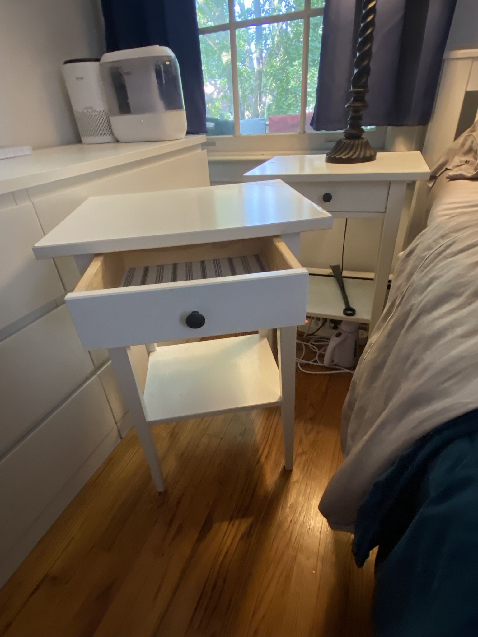 Pair of bedside nightstands with drawers
