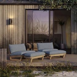 Dweller Outdoor Chair & Ottoman – Sunbrella Avery Indigo | Set of 2 | Brand New (Delivery Available!! )