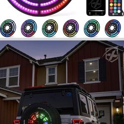 RGB Spare Tire Brake Light with Dual Control (RF & Bluetooth), Color-Changing 3rd LED Rear Wheel Lights, Dual Ring Third Tail Lamp Compatible with 201
