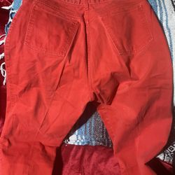Blood orange denim jeans