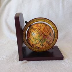 Vintage Italian Wood Old World Globe Map