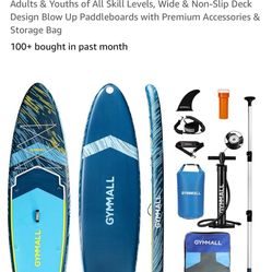 Paddle Board, Inflatable Stand Up SUP Paddle Boards for Adults & Youths of All Skill Levels, Wide & Non-Slip Deck Design Blow Up Paddleboards with Pre