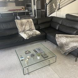 Black leather Sectional Copenhagen Sofa 