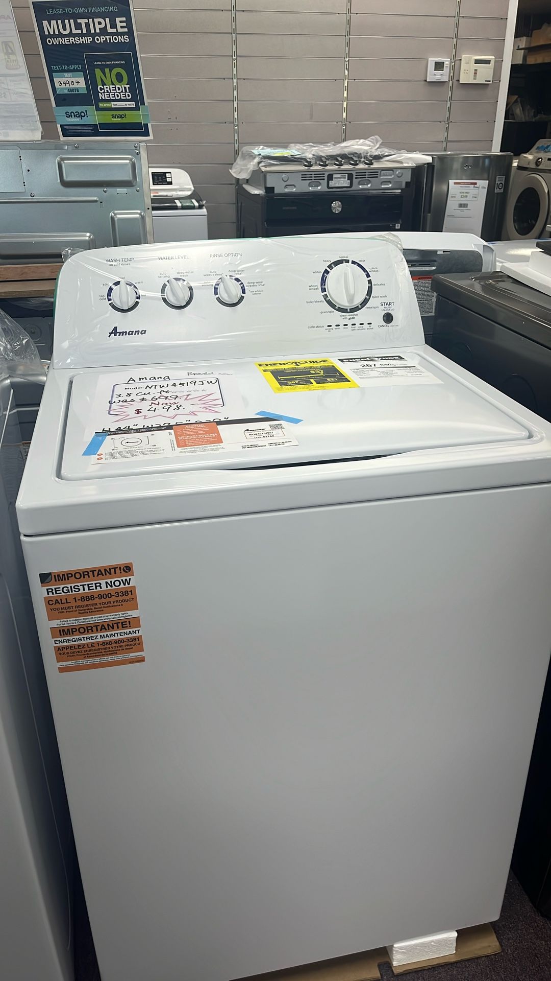 Washer Top Load New Open Box 1 Year Warranty