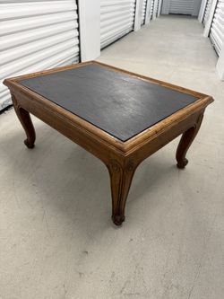 Henredon’s Town & Country Solid Oak Low Accent Table with Slate Top (30 x 22)