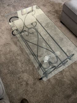 Glass Coffee Table With Powder Coated Metal Base