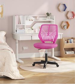 Adjustable Mesh Office Chair Mid Back Swivel Chair, Rose Red