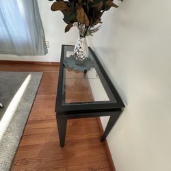 Black Metal Glass Table 
