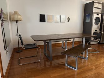 Solid Oak Table and Benches